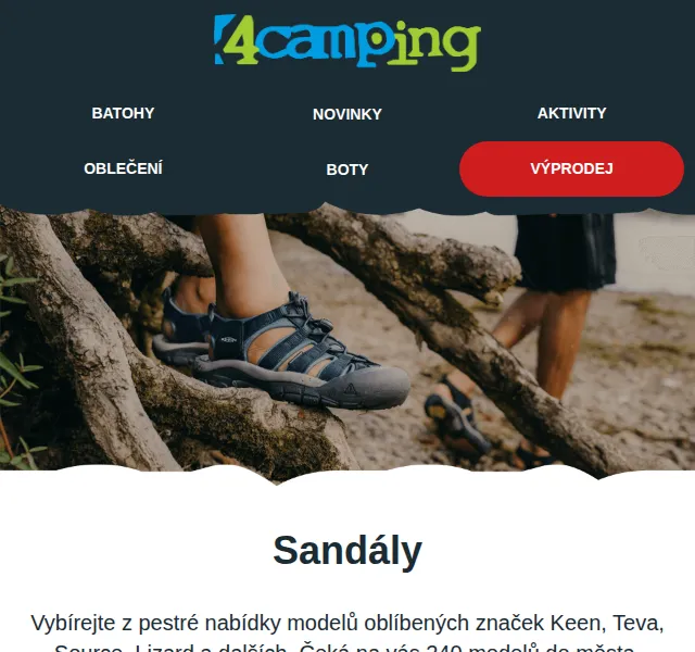 4camping.cz: Sandály Keen, Teva, Lizard až 30 % – červen 2026 | Nuslet.cz