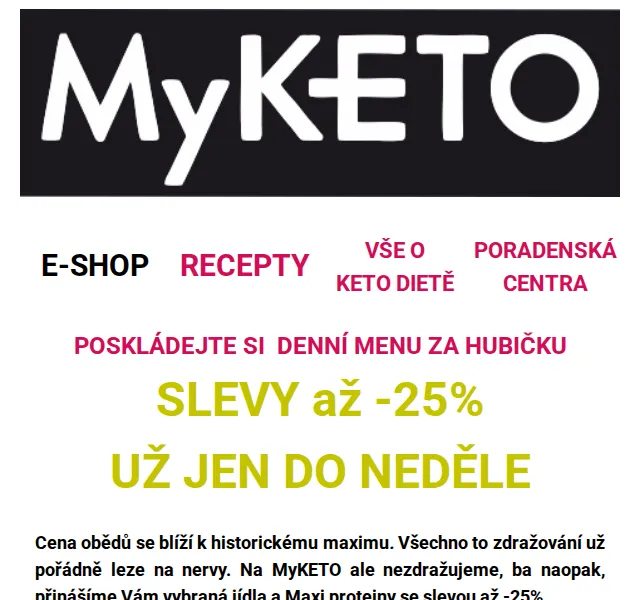 MyKETO: Slevy až 25 % na jídla a Maxi Proteiny – červen 2026 | Nuslet.cz