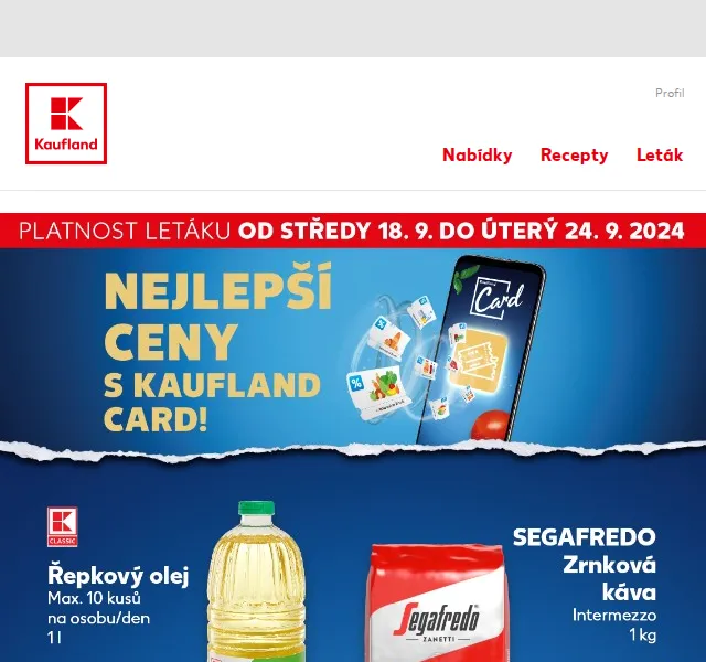 Kaufland: Řepkový olej 1 l za 26,90 Kč s Kartou – září 2024 | Nuslet.cz