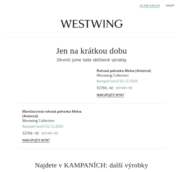 Westwing: Rohová pohovka Melva od 52 769 Kč – červen 2026 | Nuslet.cz