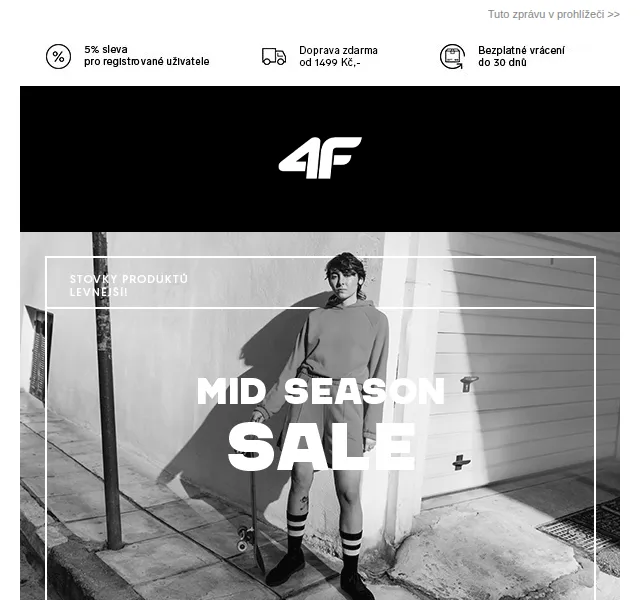 4Fstore: Mid Season Sale – jaro/léto 2026 | Nuslet.cz