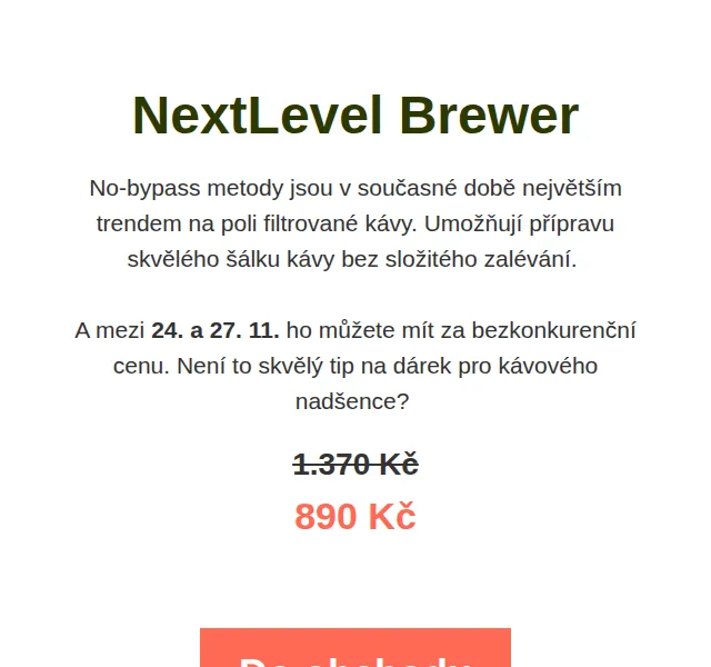 Doubleshot: NextLevel Brewer s 35% slevou – červen 2026 | Nuslet.cz