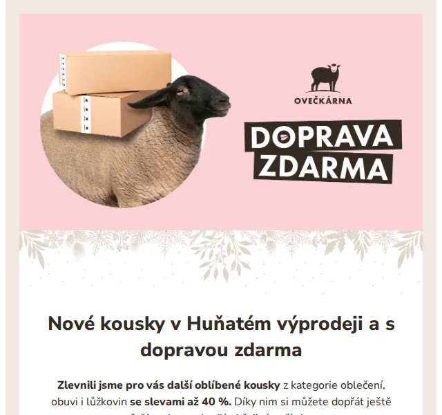 Ovečkárna: Huňatý výprodej se slevou až 40 % a dopravou zdarma – červen 2026 | Nuslet.cz