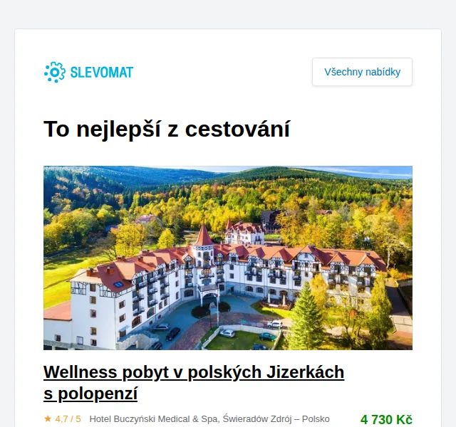 Slevomat: Wellness pobyt v polských Jizerkách s polopenzí – červen 2026 | Nuslet.cz
