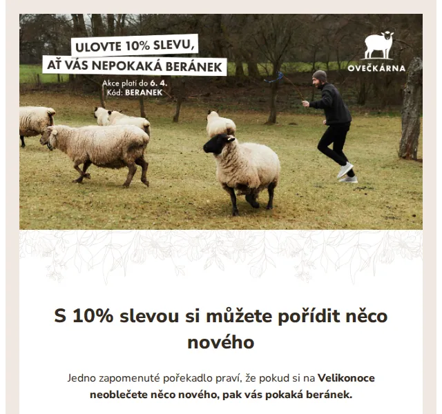 Ovečkárna: sleva 10 % na oblečení z ovčí vlny – červenec 2026 | Nuslet.cz