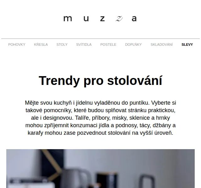 MUZZA: trendy pro stolování – červen 2026 | Nuslet.cz