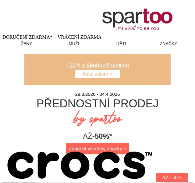 Spartoo.cz: Sleva až 50 % na Teddy Smith, Kappa, Crocs – březen 2026 | Nuslet.cz