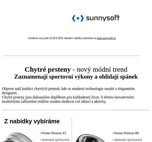 Sunnysoft.cz: slevy na chytré prsteny, dalekohledy a reproduktory – červen 2026 | Nuslet.cz
