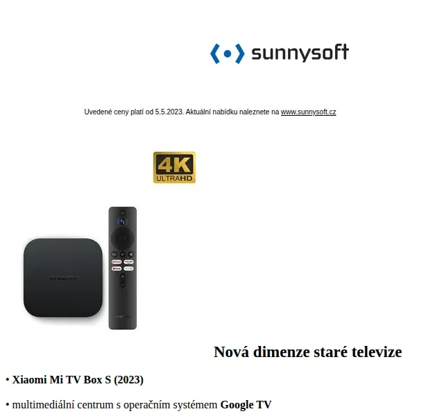 Sunnysoft: Xiaomi Mi TV Box S a novinky – červen 2026 | Nuslet.cz