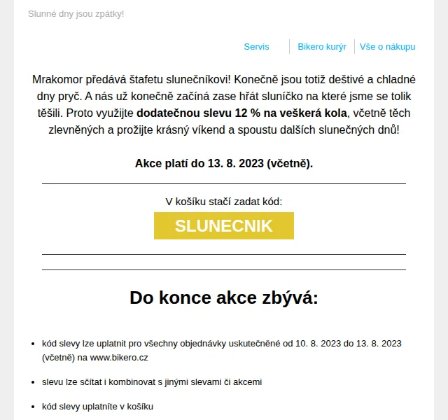 czbikero: 12% sleva na všechna kola – srpen 2026 | Nuslet.cz
