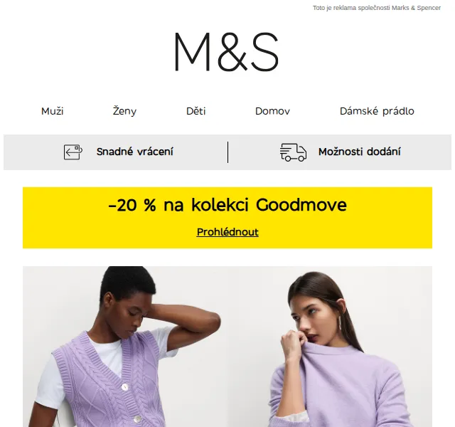 Marks and Spencer: 20 % na kolekci Goodmove – červenec 2026 | Nuslet.cz