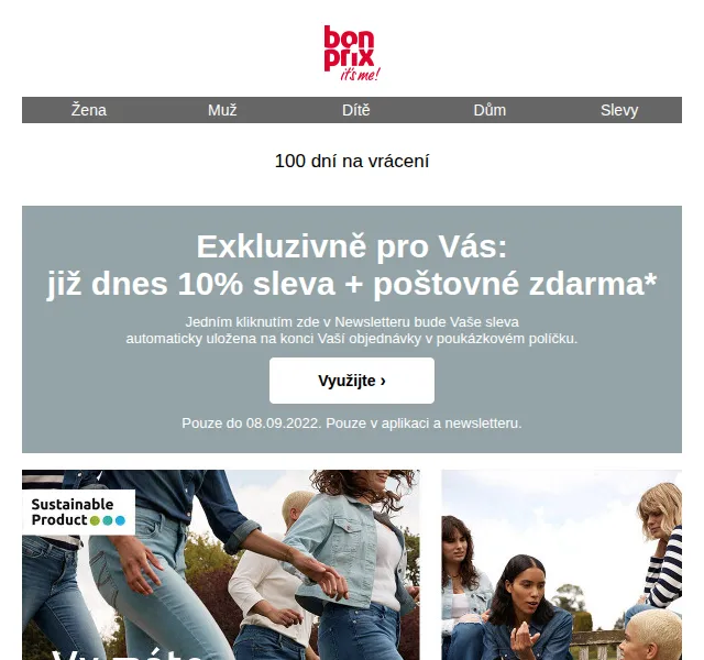 bonprix: 10% sleva a poštovné zdarma na džíny – červen 2026 | Nuslet.cz