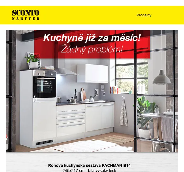 Sconto: Kuchyně již za měsíc! Rychlé dodání – červen 2026 | Nuslet.cz