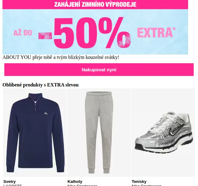 ABOUT YOU: až -50 % na svetry, boty a bundy – červen 2026 | Nuslet.cz