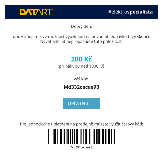 DATART: sleva 200 Kč na nákup – květen 2026 | Nuslet.cz