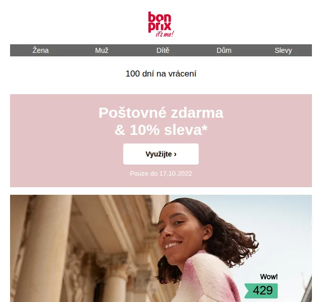 Bonprix: Poštovné zdarma a 10% sleva – říjen 2022 | Nuslet.cz