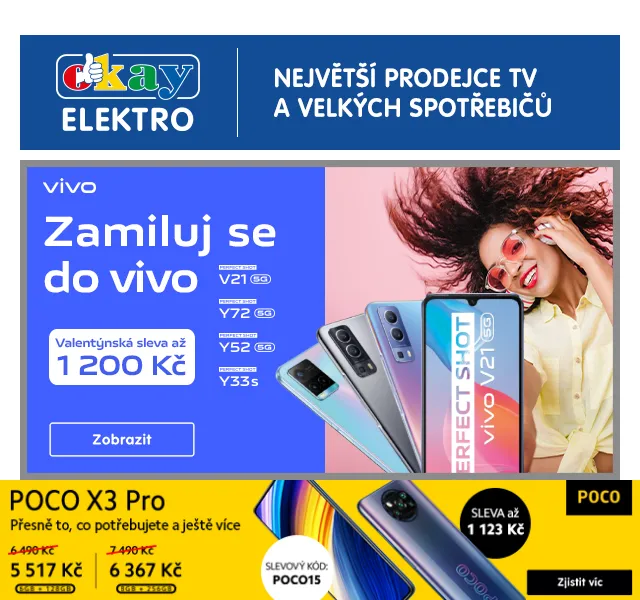 OKAY: Mobilní telefony (Poco, Apple, Samsung, Xiaomi) – červen 2026 | Nuslet.cz