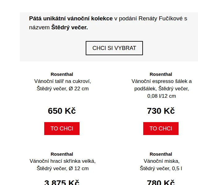Potten & Pannen: Vánoční kolekce Rosenthal od Renáty Fučíkové – červen 2026 | Nuslet.cz