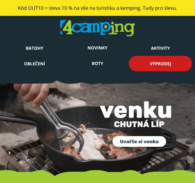 4camping.cz: Slevový kód -10 % na camping – srpen 2026