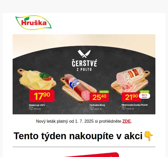 Hruška: Hamé paštiky 16,90 Kč – červenec 2025 | Nuslet.cz