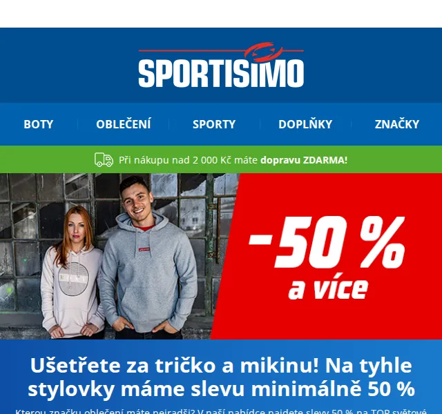 Sportisimo.cz: -50 % na trička a mikiny – červen 2026 | Nuslet.cz