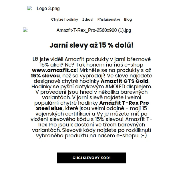 Amazfit.cz: Sleva 15 % na chytré hodinky – březen 2026 | Nuslet.cz