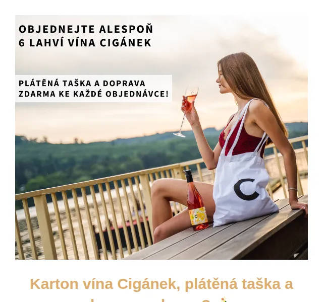 Víno Cigánek: karton vína s plátěnou taškou a doprava zdarma – červen 2026 | Nuslet.cz