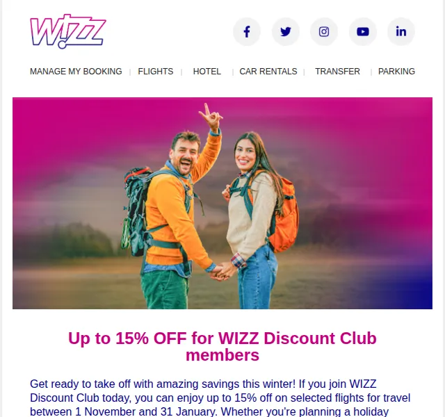 Wizz Air: sleva až 15 % na letenky – červen 2026 | Nuslet.cz