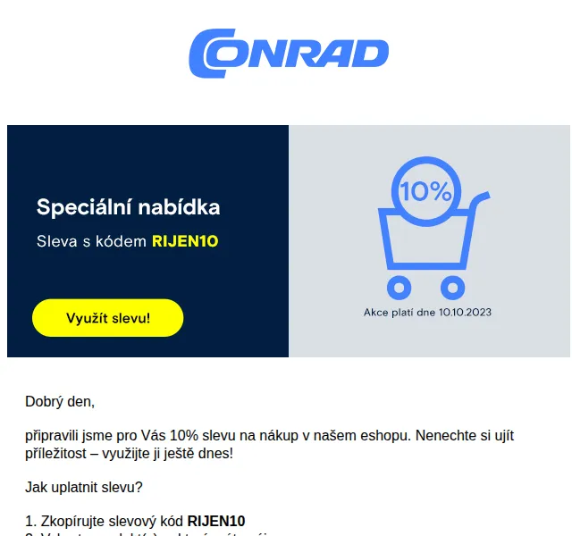 Conrad Electronic: Sleva 10 % na celý sortiment – červen 2026 | Nuslet.cz