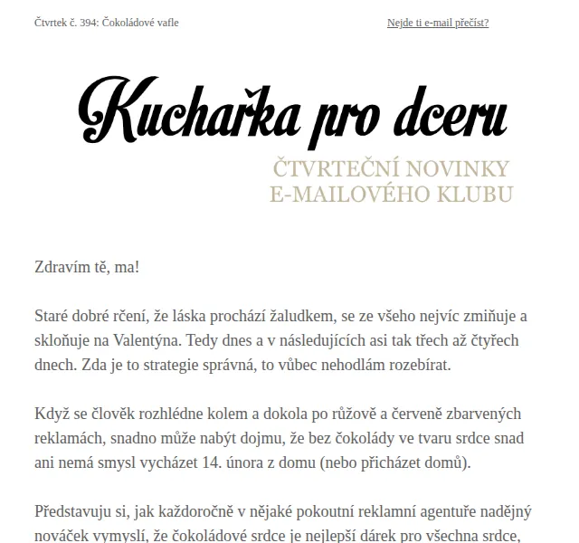 Florentýna - Kuchařka pro dceru: Recept na čokoládové vafle – červen 2026 | Nuslet.cz