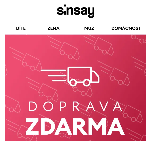 Sinsay: Doprava zdarma ke každému nákupu – červen 2026 | Nuslet.cz
