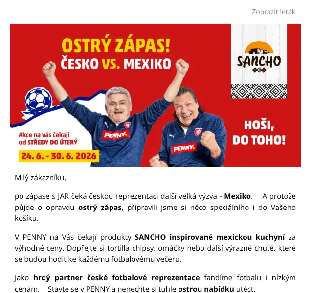 Penny: Mexická jídla SANCHO + letní vybavení – červen 2026