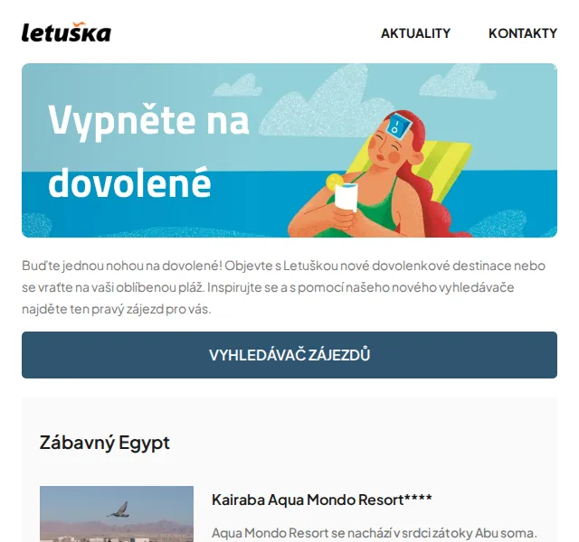 Letuška.cz: Zábavný Egypt, Dominikánská republika, Dubaj – červen 2026 | Nuslet.cz