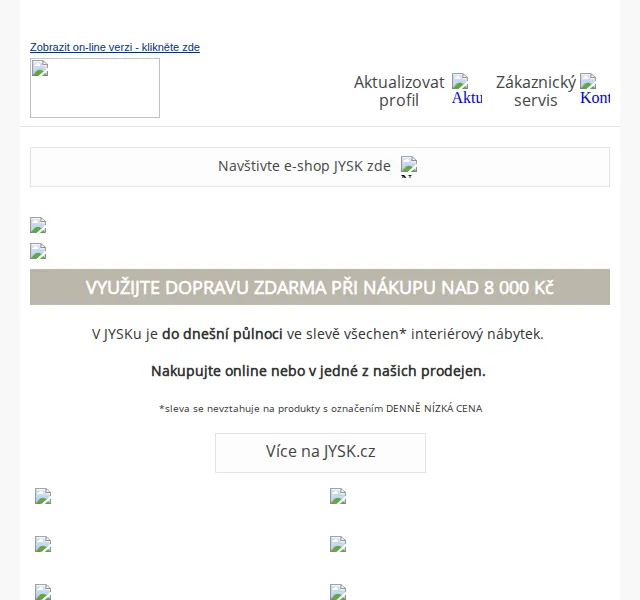 JYSK: Doprava zdarma při nákupu nad 8 000 Kč – červen 2026 | Nuslet.cz