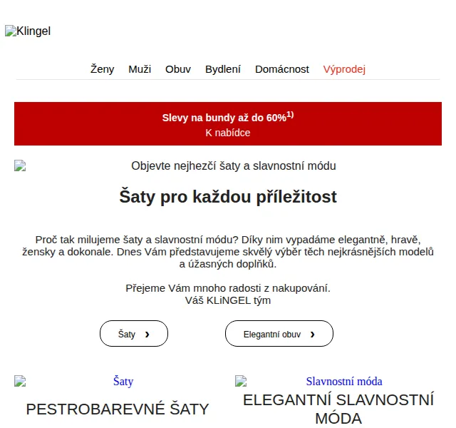 KLiNGEL: Módní šaty a přechodné bundy až do 60% – červen 2026 | Nuslet.cz