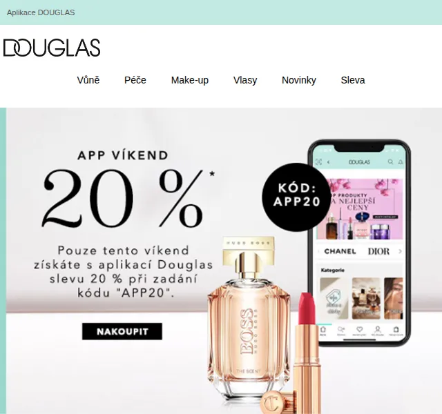 Douglas CZ: 20% sleva v aplikaci – březen 2026 | Nuslet.cz