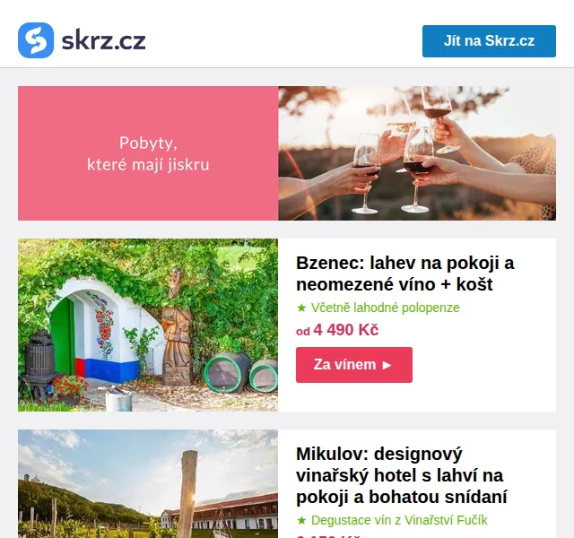 Skrz: Vinné pobyty na Moravě od 1 295 Kč – červen 2026 | Nuslet.cz