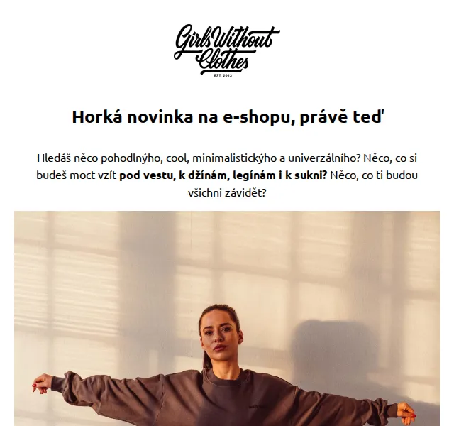 Girls Without Clothes: Nový crewneck Sunset – červenec 2026 | Nuslet.cz