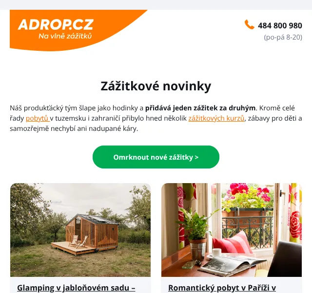 Adrop.cz: Zážitkové dárky – май 2026 | Nuslet.cz