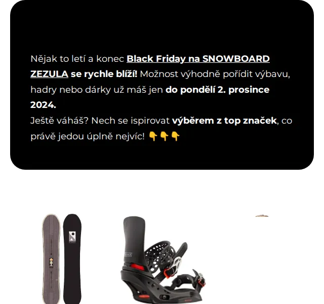 SNOWBOARD ZEZULA: Black Friday až -30 % – červen 2026 | Nuslet.cz