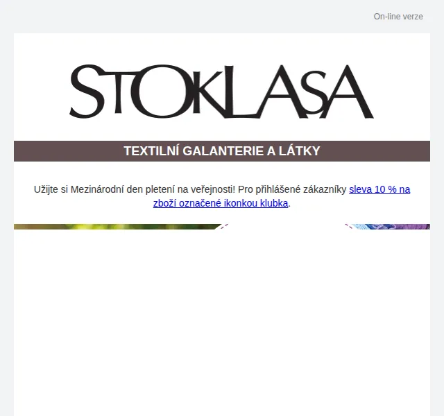 Stoklasa: Mezinárodní den pletení – sleva 10 % na příze a pomůcky – červen 2026 | Nuslet.cz
