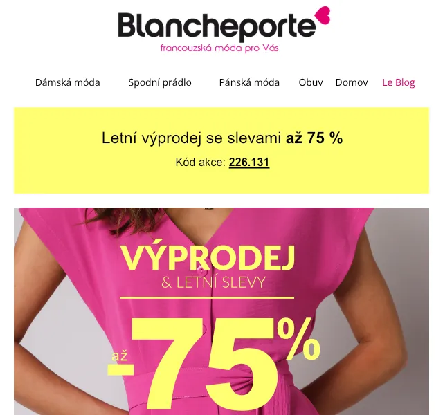 Blancheporte: Výprodej až -75 % na módu – červenec 2026