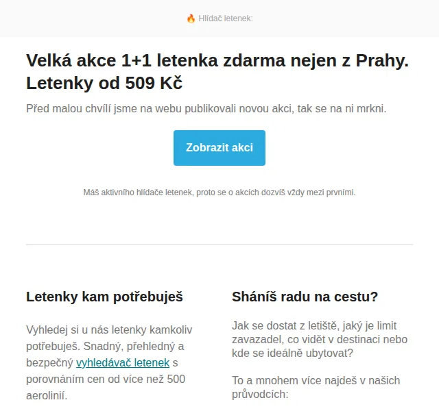 Cestujlevne.com: Akce 1+1 letenka zdarma od 509 Kč – červen 2026 | Nuslet.cz