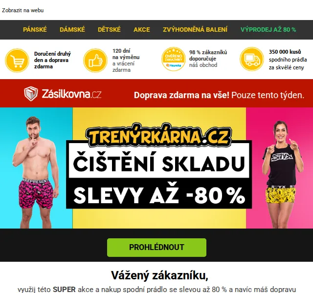 Lukáš z Trenýrkárna.cz: výprodej až 80 % – červen 2026 | Nuslet.cz