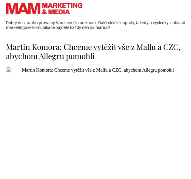 Marketing & Media: Martin Komora o Allegru – červen 2026 | Nuslet.cz