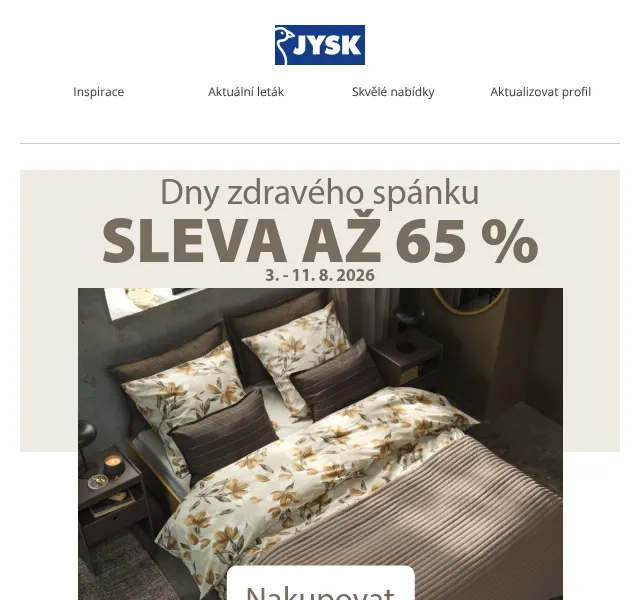 JYSK: Matrace a povlečení se slevou až 65 % – Srpen 2026