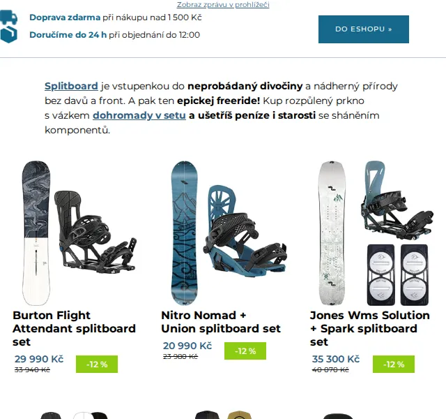 SNOWBOARD ZEZULA: Splitboard sety se slevou až 12 % – červen 2026 | Nuslet.cz
