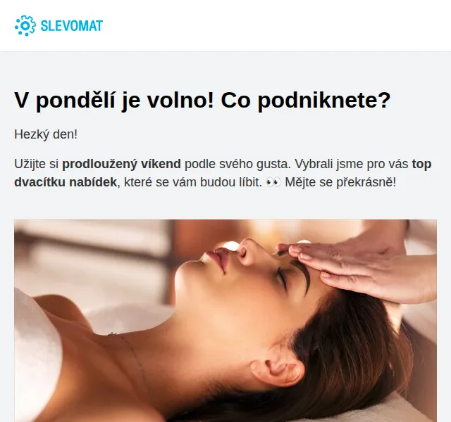 Slevomat: Prodloužený víkend plný slev – masáže i pobyty od 299 Kč – červen 2026 | Nuslet.cz