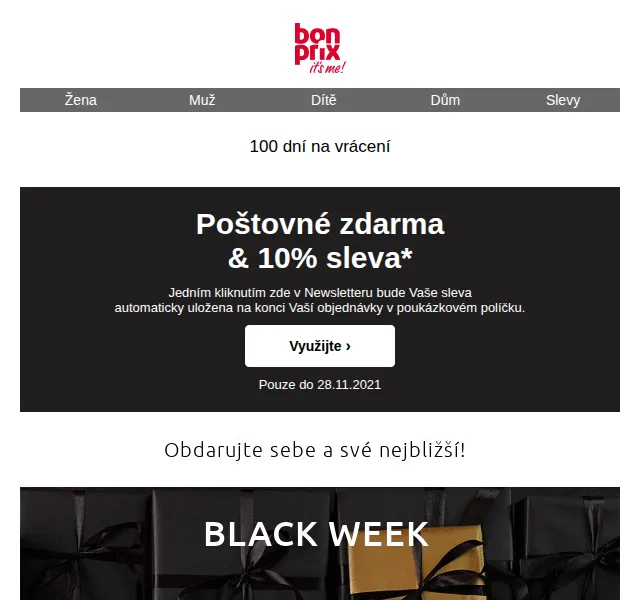Bonprix: BLACK WEEK slevy až 50 % + 10 % voucher – červen 2026 | Nuslet.cz