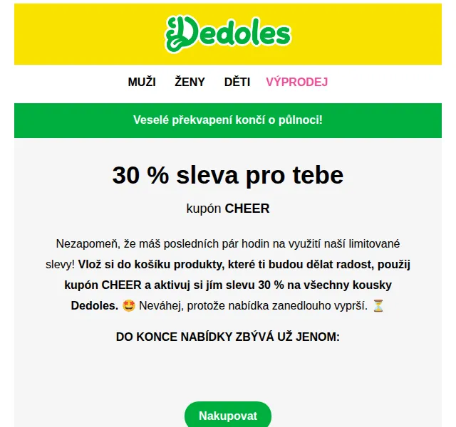 Dedoles: Sleva 30 % na vše – červenec 2026 | Nuslet.cz